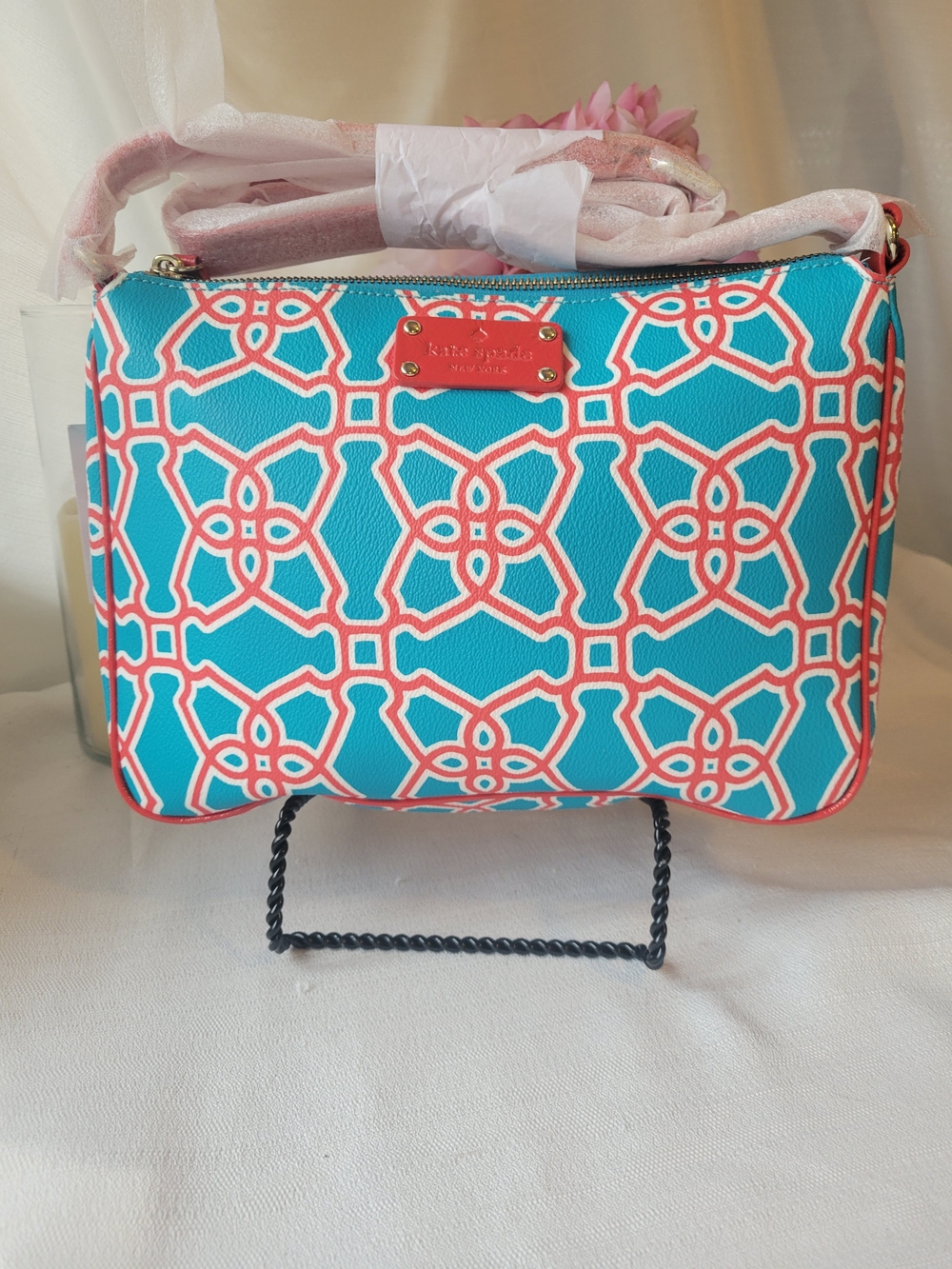kate spade Turquoise and Coral Geometric Crossbody Bag